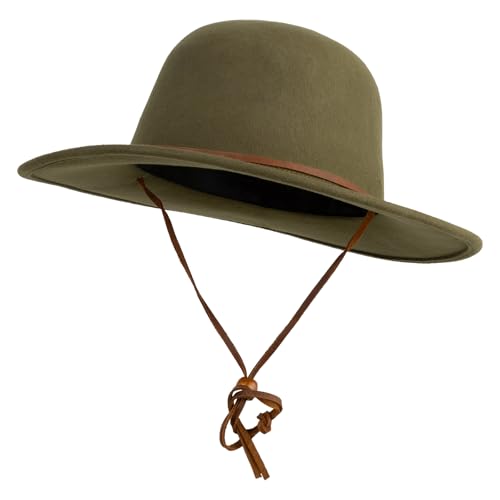 Jeanne Simmons Round Crown Wool Felt Hat - color: Olive, size: X-Large