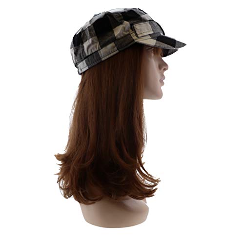 Plaid Hat with Buckle Newsboy Cap for Women - color: White