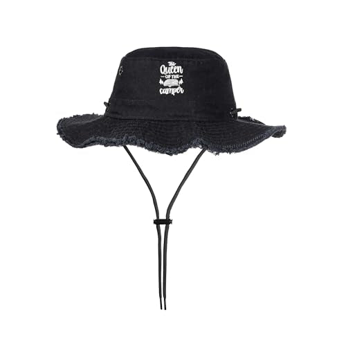 Bucket Hats Sun Hat UV Protection Packable Fishing Hats for Women Lightweight Hiking Hat - color: Queen of the Camper