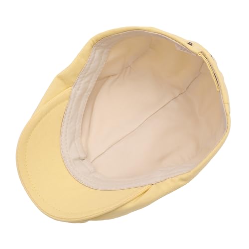 ZLYC Men Summer Flat Cap Scally Ivy Gatsby Newsboy Beret Driver Hat - color: Solid Pale Yellow