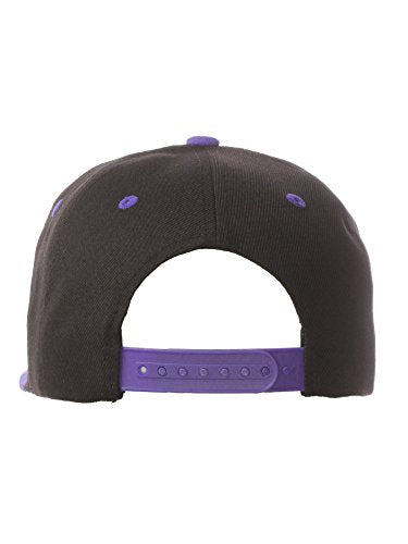Original Team Coach Snapback Hat Classic Layered Arched Letters Flat Bill Cap - color: Black Purple Hat White Black Letters