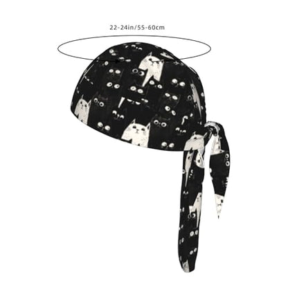 Adjustable Cycling Cap, Quick Dry Sports Bandana Skull Cap Helmet Liner - color: Black Cats