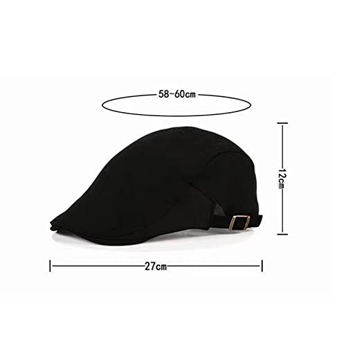 Magik Solid Cotton Gatsby Cap Men's Ivy Hat Golf Driving Flat Cabbie Newsboy Buckle - color: Black