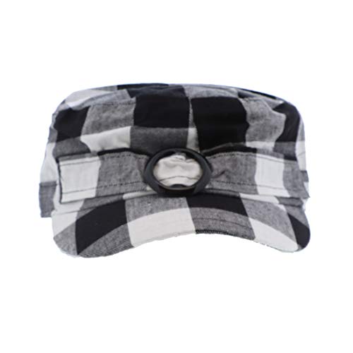 Plaid Hat with Buckle Newsboy Cap for Women - color: White