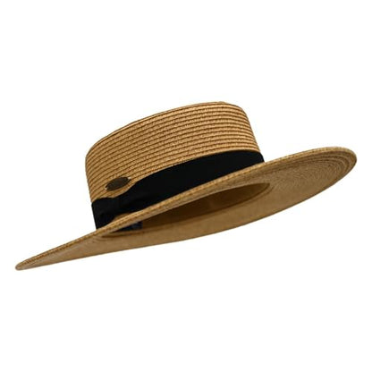 Panama Jack Women's Sun Hats - Paper Braid Straw, Assorted Styles - color: Brown Boater Hat