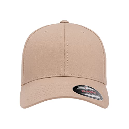 Flexfit 5001 Standard Cotton Twill 6-Panel Fitted Baseball Cap - color: Khaki, size: Large-X-Large