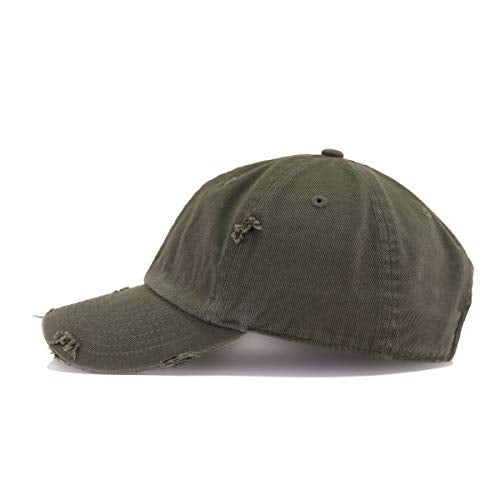 Peace Sign Vintage Baseball Cap Embroidered Cotton Adjustable Distressed Dad Hat - color: Olive