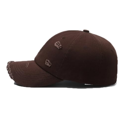 Unisex Distressed Baseball Cap Classic Plain Cotton Dad Hat Adjustable Golf Runing Hats - color: Beige