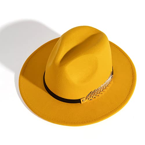 Women's Wide Brim Fedora Panama Hat - color: W Yellow