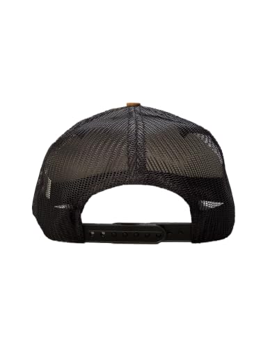 Ashen Fane Faux Suede Polyester Blend 5 Panel Classic Flat or Round Visor Adjustable Snapback Mesh Back Trucker Hat - color: Flat - Brown