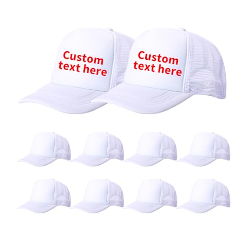 10 Pack of Blank Trucker Hat Bulk Men and Women Hats Bulk DIY Graffiti Mesh Hat Hot Stamping Hats - color: White