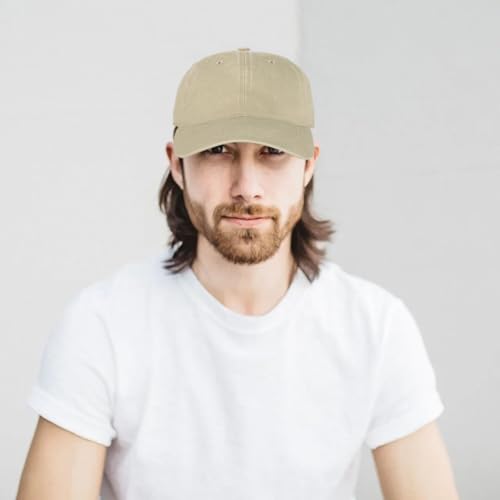 Edoneery Baseball Cap for Men and Women, Low Profile Washed Cotton Dad Hat - color: Beige