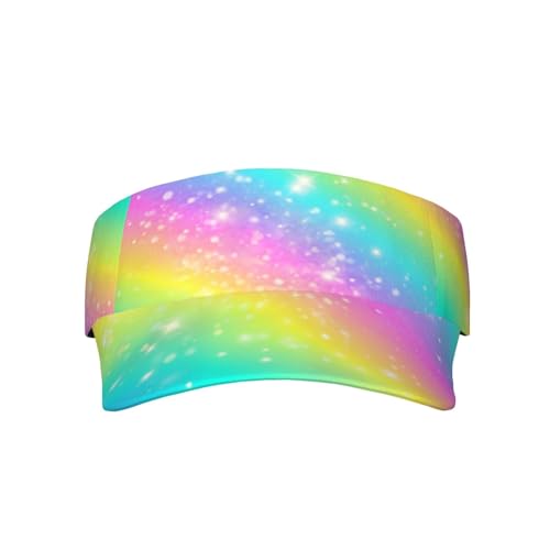 Unisex Sports Sun Visor Hats Adjustable Lightweight Packable Printed Empty Top Cap for Running Pickleball Golf Tennis - color: Ombre Rainbow Galaxy