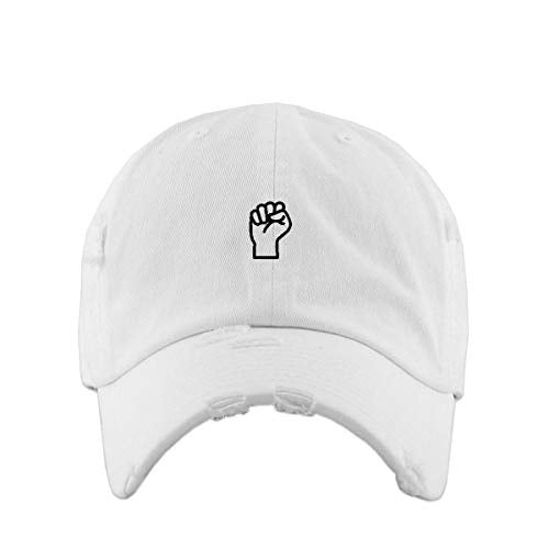 Fist BLM Vintage Baseball Cap Embroidered Cotton Adjustable Distressed Dad Hat - color: White