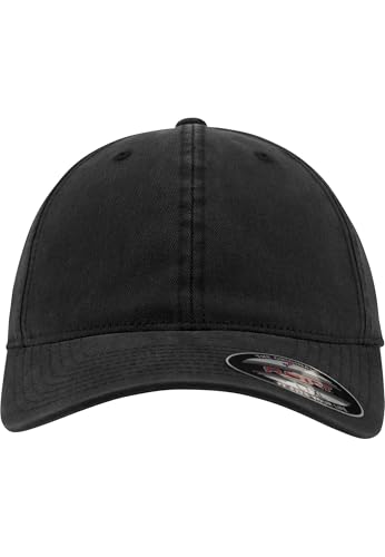 Flexfit Garment Washed Cotton Dad Hat Caps, Unisex, Garment Washed Cotton Dad Hat - color: Black, size: Large-X-Large