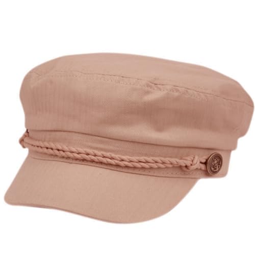 EPOCH Men's Summer Cotton Greek Fisherman Sailor Fiddler Driver Hat Flat Cap - color: Pink
