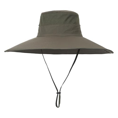 HUAMULAN Men Women 6" Wide Brim Sun Protection Hat Summer Fishing Hats - color: B6-004-green