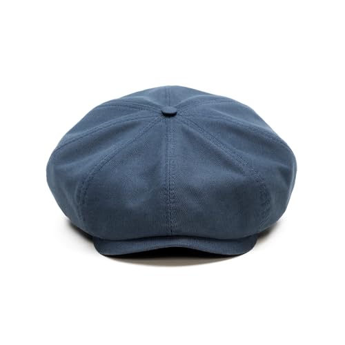 Sterkowski Shelby Paperboy Hat | 100% Softened Cotton Newsboy Cap for Men | 8 Panel Peaky Style - color: Navy Blue, size: 7 1/8