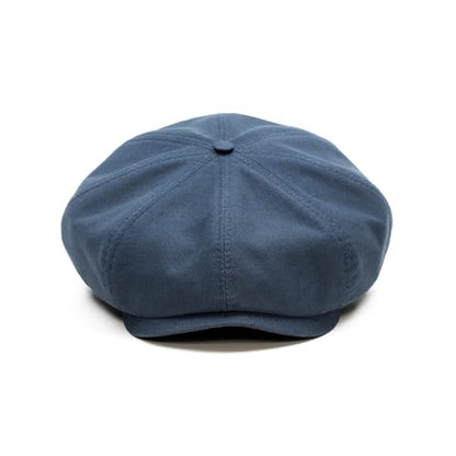 Sterkowski Shelby Paperboy Hat | 100% Softened Cotton Newsboy Cap for Men | 8 Panel Peaky Style - color: Navy Blue, size: 7 1/8