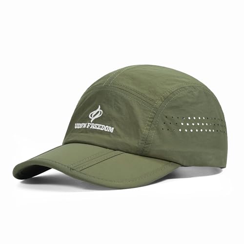 Clakllie Quick Dry 5 Panel Cap for Men Summer Folding Outdoor Hat Breathable Baseball Cap Unstructured Running Hiking Hats - color: Bs26zd01-army Green