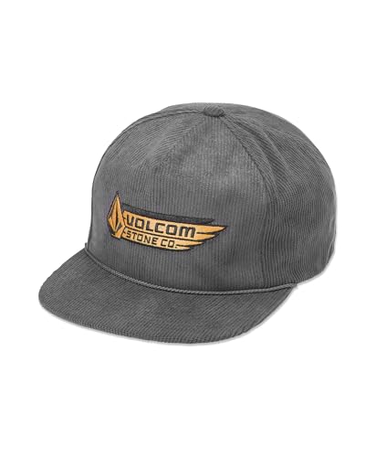 Volcom Men's Snapback Hat– 6-Panel Twill Flat Brim Cap Adjustable Snap Closure - color: Asphalt Black