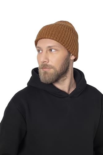 Seamless Beanie Cap, Acrylic Unisex Winter Beanie - color: Camel