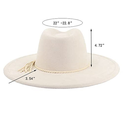 LIDHAY Big Wide Brim Fedora Hats for Women Men Western Suede Hat Large Felt Panama Hat Rancher Hat - color: Beige