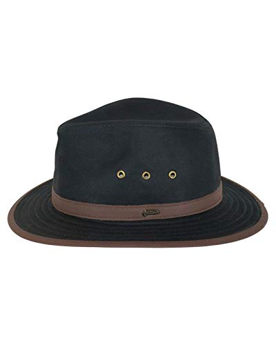 Outback Trading Company Unisex 1462 Madison River Sun-Protective Waterproof Crushable Cotton Oilskin Hat - color: Black, size: Large