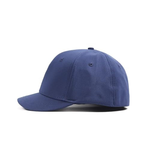Short Brim Stretch Fitted Baseball Caps Men's Solid Structured Full Closed Cap Curved Brim Elastic Closed Back Hat K272 - color: Navy