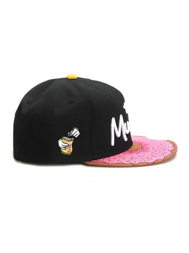 M Cap Donut Snapback Hat, Black Flat Bill Baseball Cap