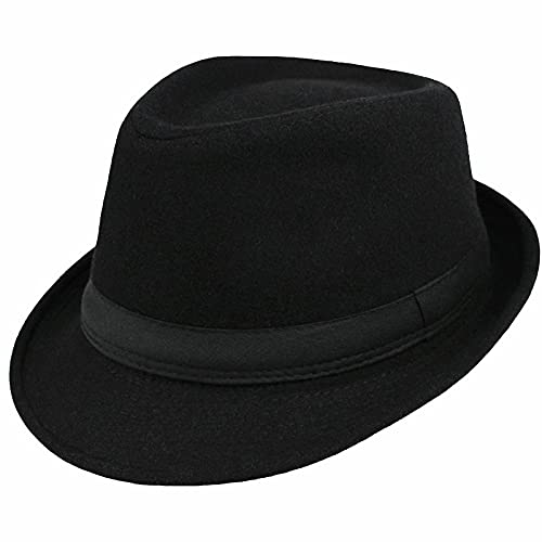 Fedora Hat for Women Men 1920s Short Brim Triby Gangster Hat Size 7 1/2 - color: Black