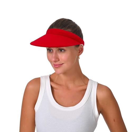 Cotton Visor Hat Women Men Clip-on Visors Hats Adjustable Outdoor Sports Golf Beach Wide Brim Sun Cap - color: Red2