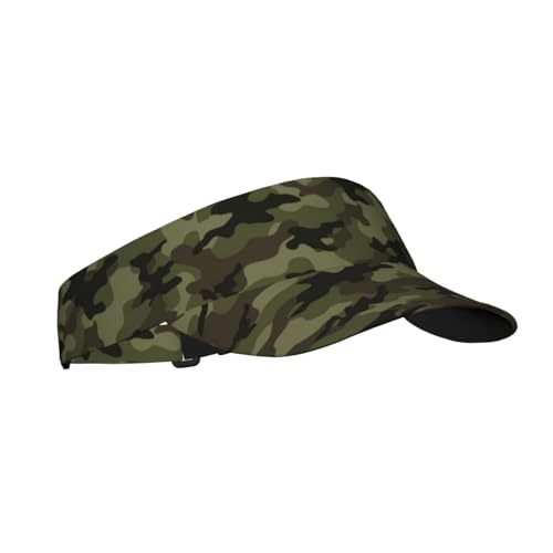 Sports Sun Visor Hats-Adjustable Visor Cap-for Women and Men-for Running, Tennis, Golf - color: Camo Green Camouflage