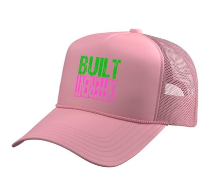 Green and Pink Different Pink and Green Trucker Hat with Adjustable Mesh Back - color: Pink