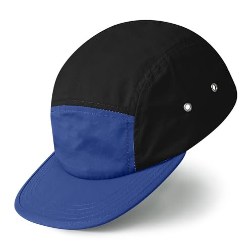 Clakllie Quick Dry 5 Panel Running Hat for Men Flat Brim Baseball Cap Adjustable Trucker Hats Lightweight Outdoor Camping Hat - color: Cdus-bssp2560-blue