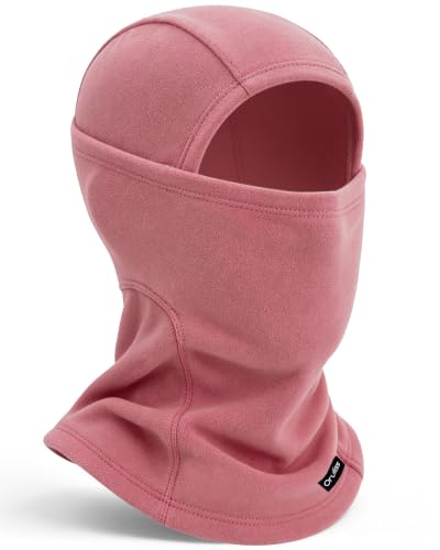 Balaclava Ski Mask for Men Women, Warm Fleece Face Mask Full Cover for Cold Weather Skiing Cycling, Ponytail Friendly - color: Dark Pink