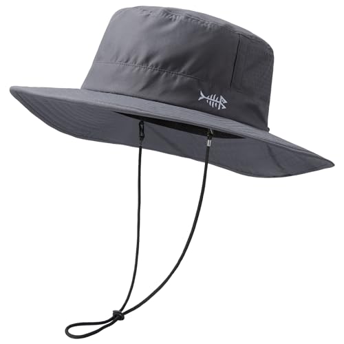 BASSDASH UPF 50+ Water-Resistant Fishing Bucket Hat with Laser Perforated Mesh Adjustable for Men Women Outdoor Hiking - color: Dark Grey