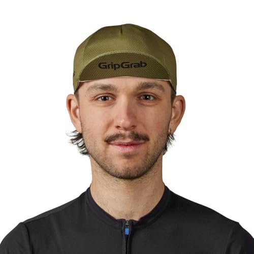 GripGrab Summer Cycling Cap - UV Protection Under-Helmet Bicycle Visor Hat - color: Olive Green, size: Medium-Large