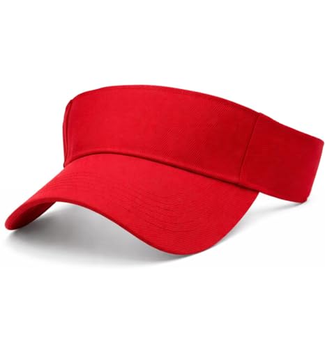 MDSTYLE Visor Hat for Men & Women Sun Visor Cap for Sports Tennis Golf Running Beach Outdoor Caps Hats Visors Sunvisors - color: Red
