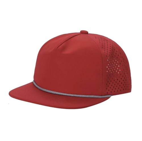 Plain 5 Panel Unstructured Golf Cap with Rope Snapback - color: Red
