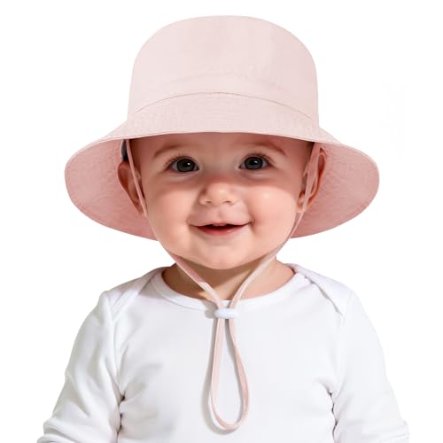 Zando UPF 50+ Baby Girl Boy Sun Hat Toddler Bucket Hat for Summer Beach - color: Light Pink, size: 0-6 Months