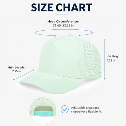 5 Panel Baseball Cap Quick Dry Mesh Snapback Hat for Women Men - color: Aquagreen