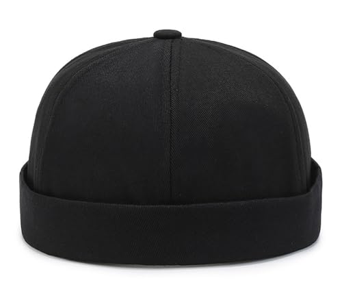 Mens Docker Cap – Brimless Beanie Skull Cap Retro Rolled Cuff Adjustable Cotton - color: Mountain Embroidery