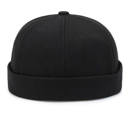 Mens Docker Cap – Brimless Beanie Skull Cap Retro Rolled Cuff Adjustable Cotton - color: Mountain Embroidery