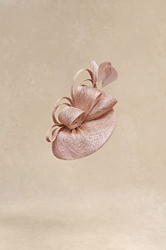 BABEYOND Fascinators Hats for Women Tea Party Glitter Pillbox Hat Derby Hat - color: B-nude Pink