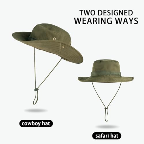 Sun Hats for Men Women Bucket Hat UPF 50+ Boonie Fishing Safari Hat - color: Army Green