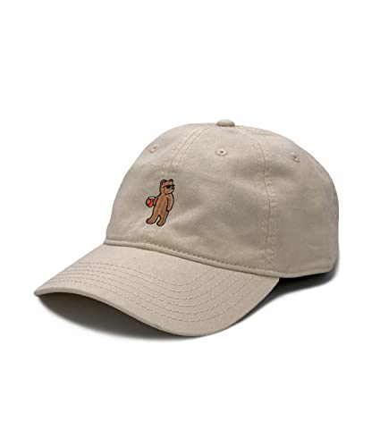 Riot Society Mens Embroidered Adjustable Dad Hat - color: Riot Bear Embroidered (Khaki)