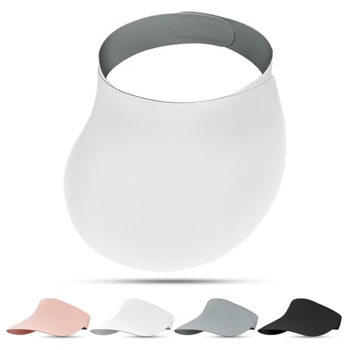 Sukeen Wide Brim Sun Visor Hat for Women,UPF50+ Seamless Sun Hats Lightweight Sports Cap Foldable Ponytail Hat for Outdoor - color: Pure White