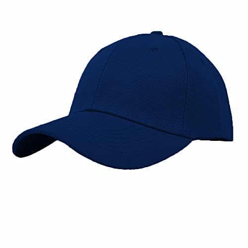Glory Max Plain Baseball Cap Hook & Loop Strap Adjustable Solid Blank Curved Visor Hat - color: Navy Blue