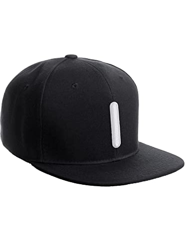 Daxton Classic Snapback 3D Alphabet A to Z Numbers Embroidered Initials Letters Flat Bill Cap - color: Black, style: Letter-i